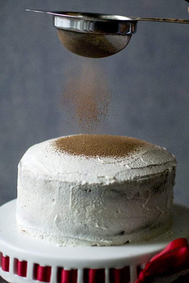 Vegan Mocha Cake with cocoa sprinkle
