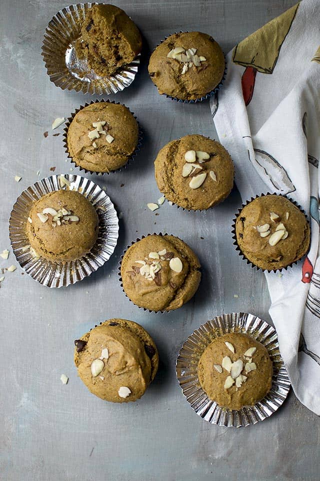 Vegan Muffins with Almond butter & Chocolate Chips