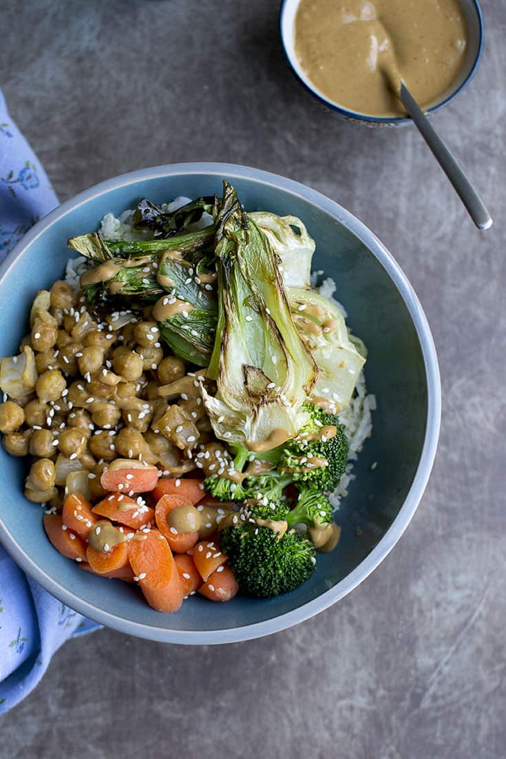 Buddha Bowl with Chickpeas and Bok Choy