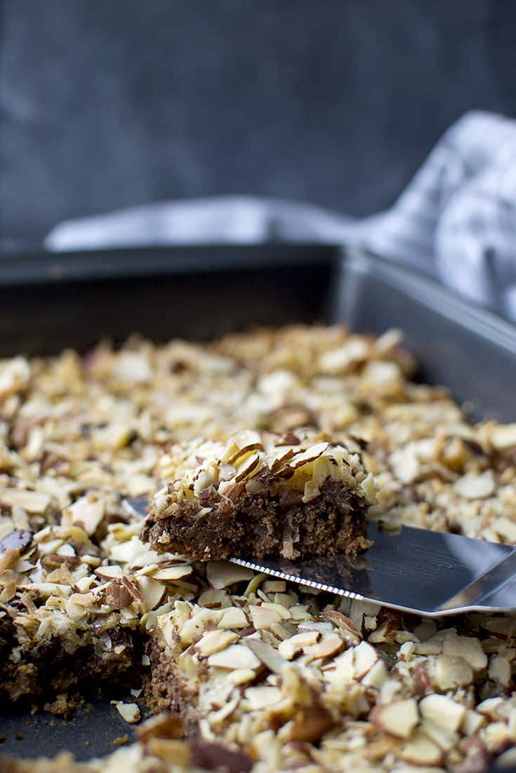 Magic Cookie bars in a baking pan