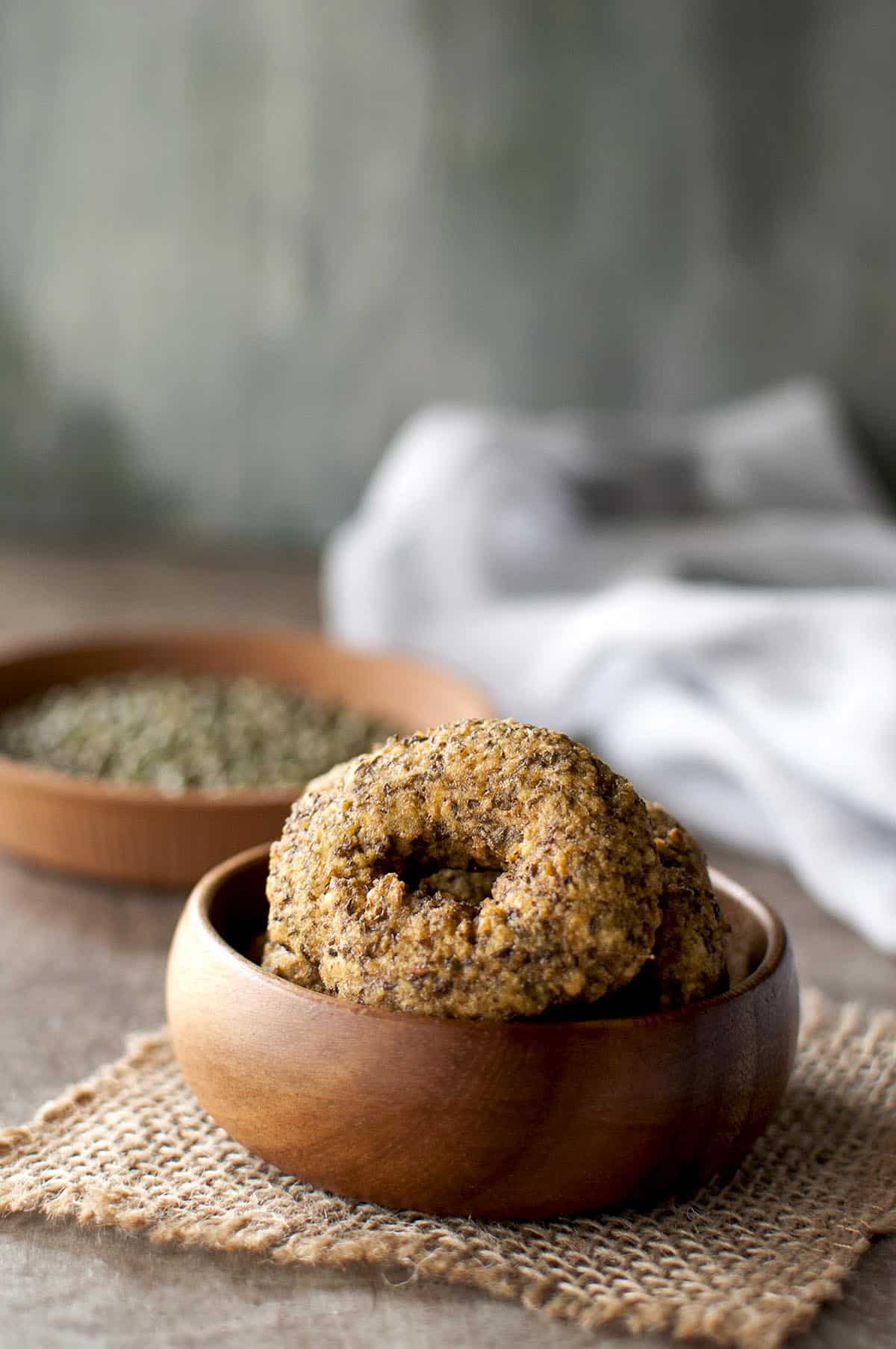 Wooden bowl with pesara garelu