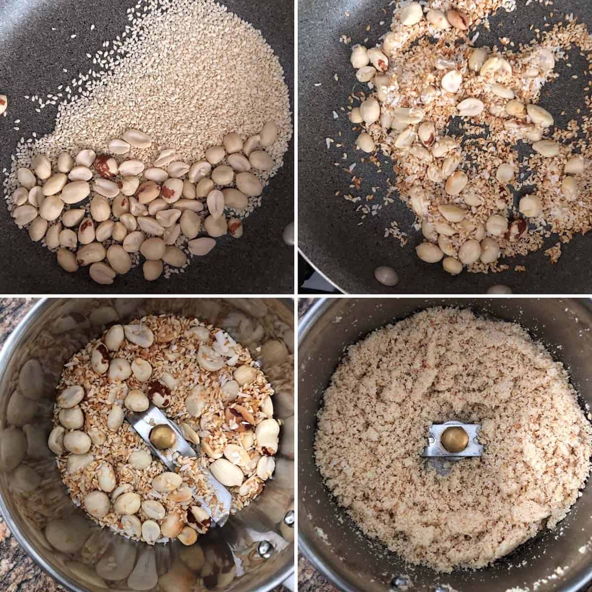 Roasted and ground peanuts, sesame seeds and coconut