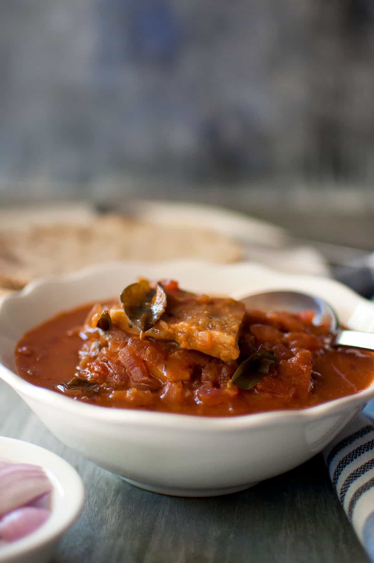 White bowl with billala pulusu.