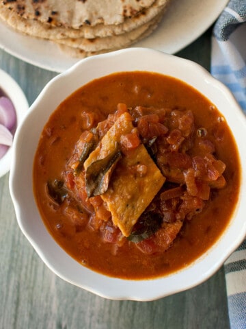 White bowl with billala pulusu.