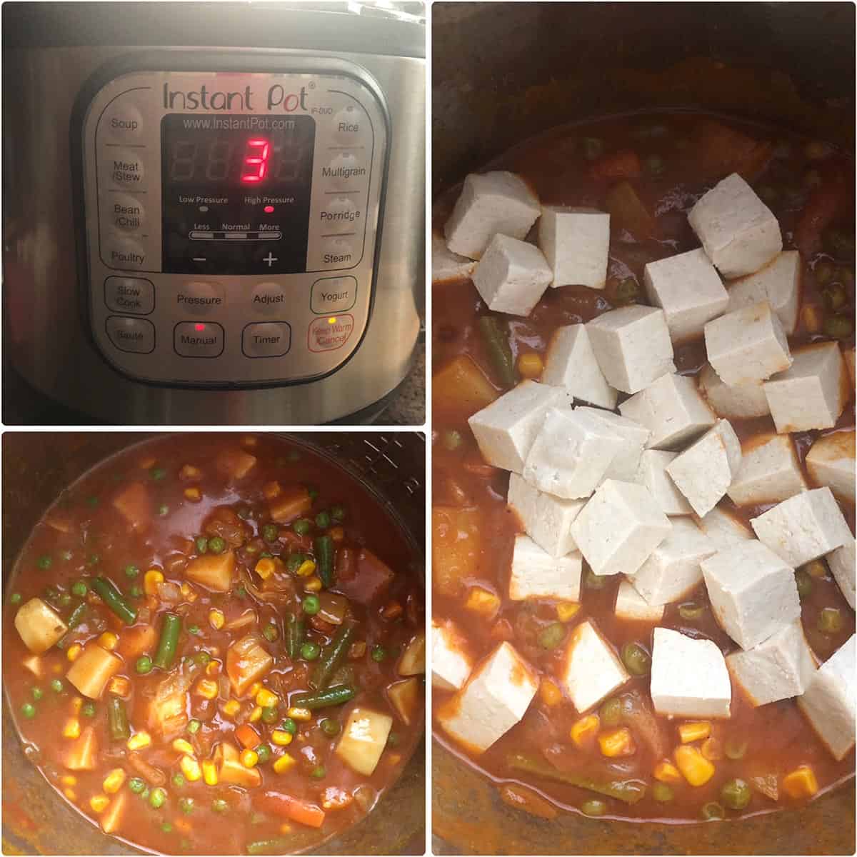 Cooking curry in the Instant Pot with tofu
