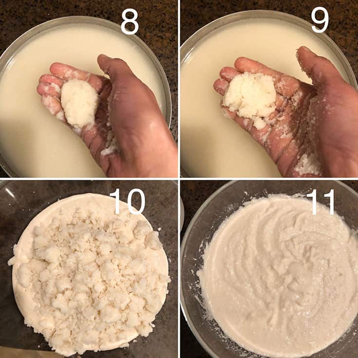 Step by step photos for prepping rava and making the batter for idli