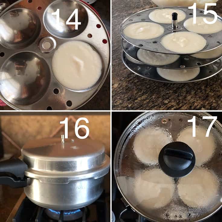 Step by Step photos on how to steam idli