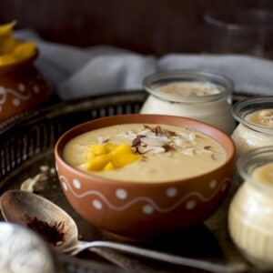 Terracotta bowl with Mango kheer