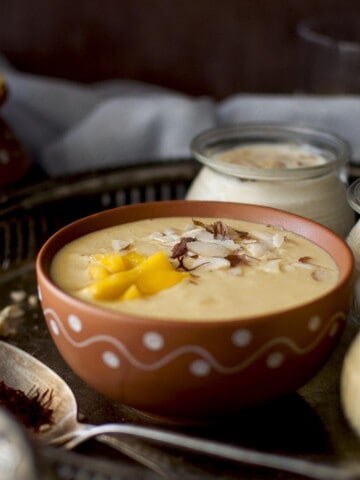 Terracotta bowl with Mango kheer