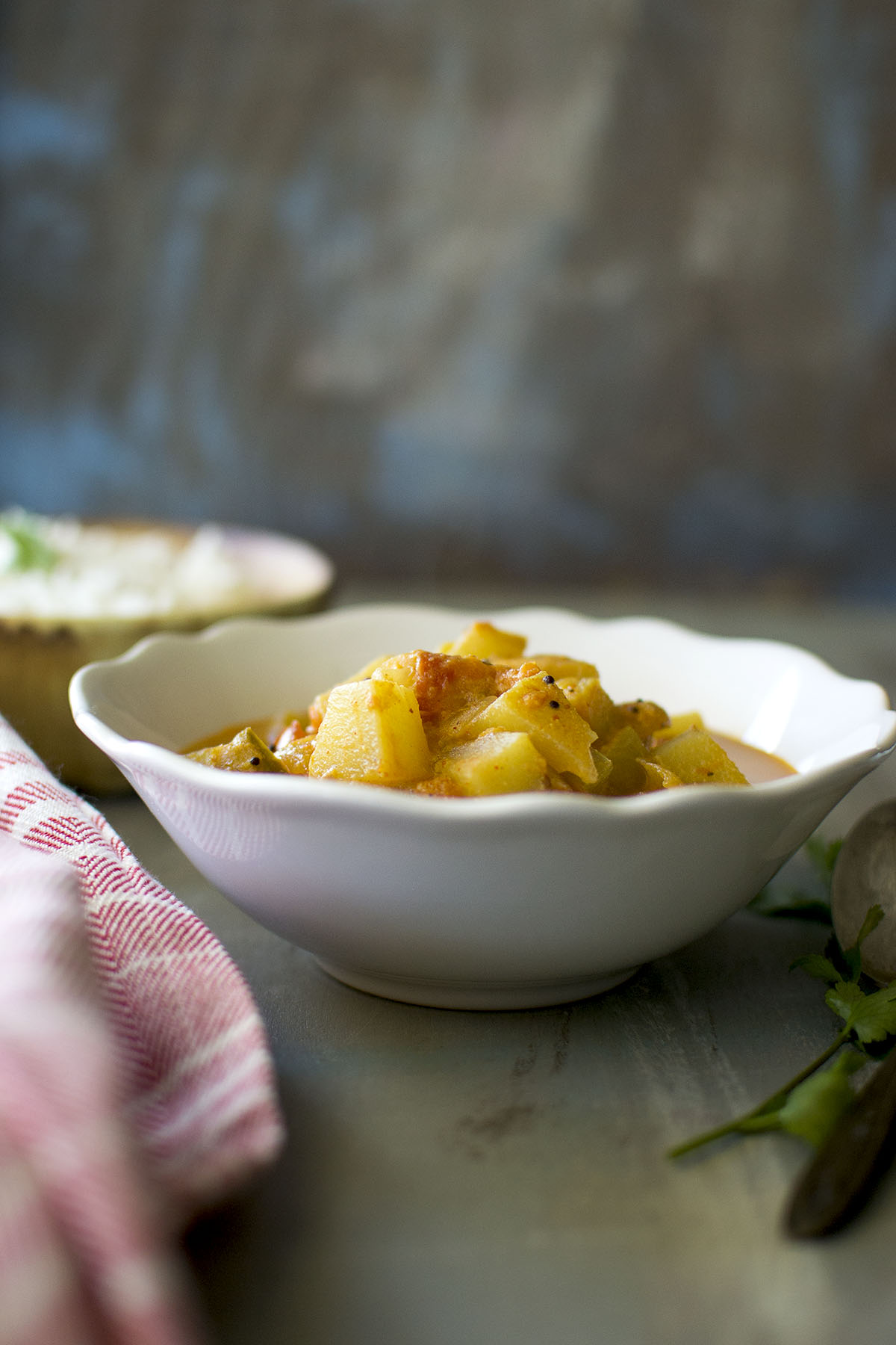 White bowl with chow chow curry