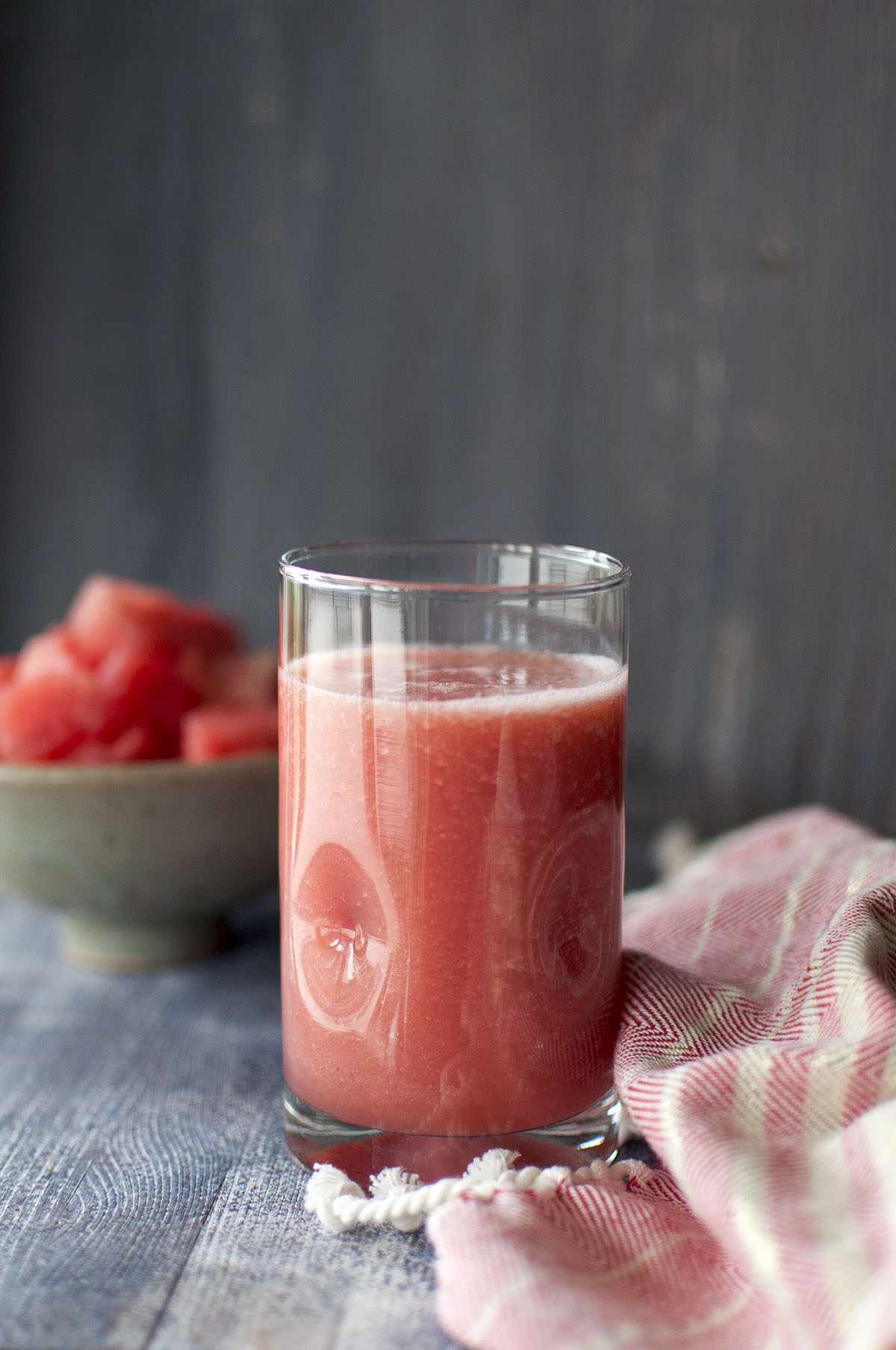 Glass with watermelon banana juice