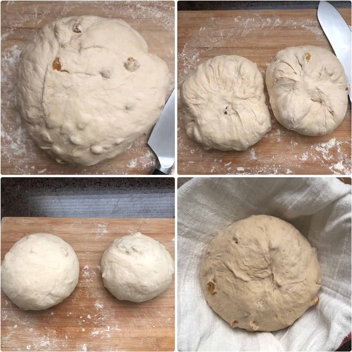 Pre-shaping and shaping of sourdough bread
