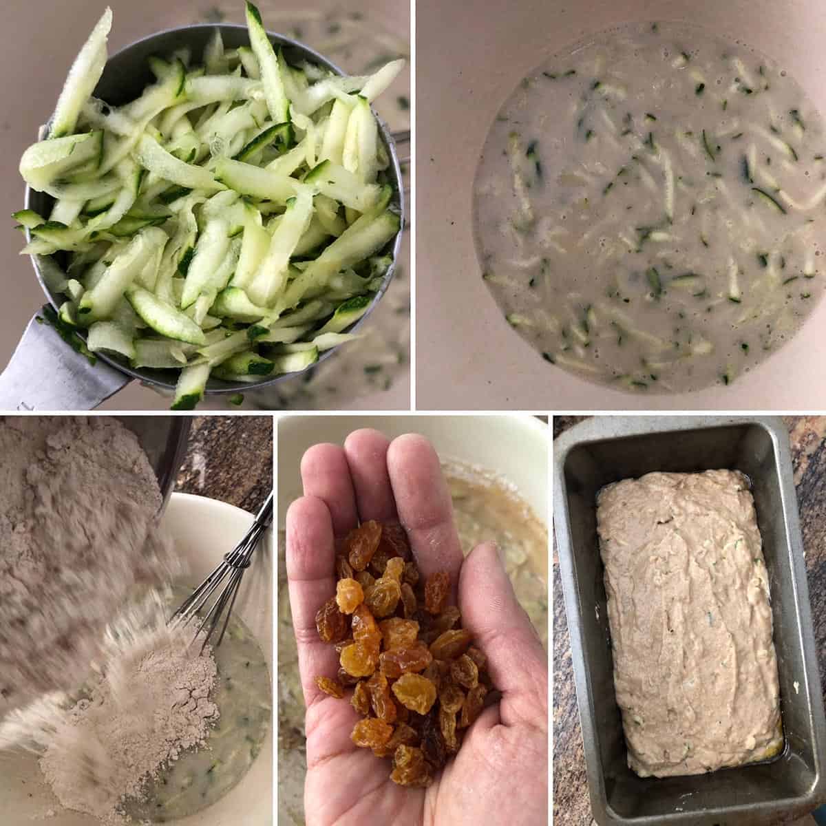 Adding grated zucchini to the batter