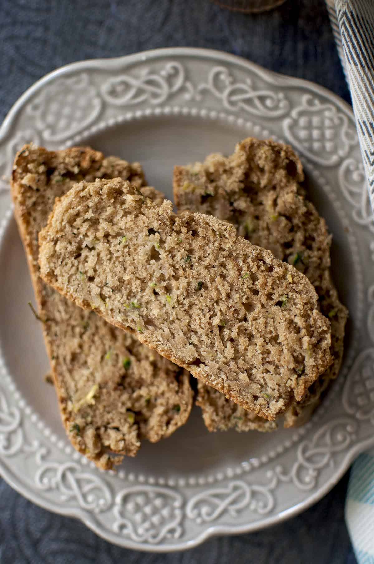 grey plate with bread slices