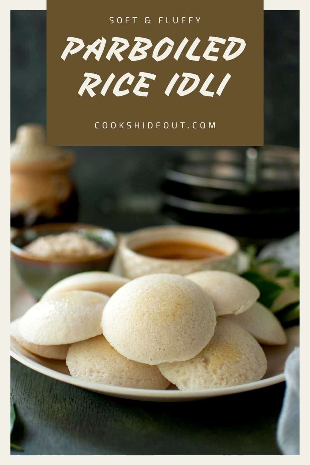 White plate with a stack of Rice Idli