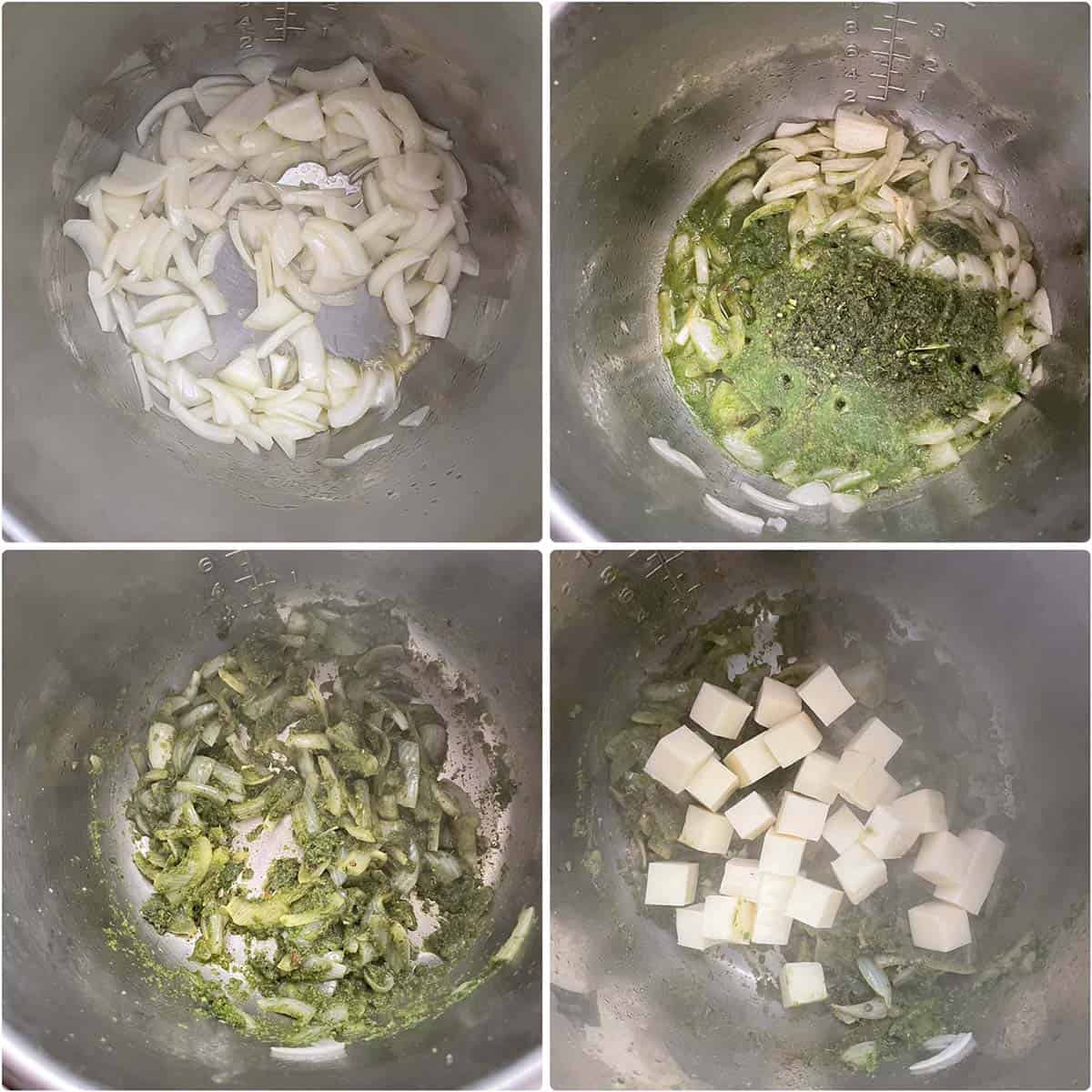 Cooking onions, spice paste and paneer in Instant pot