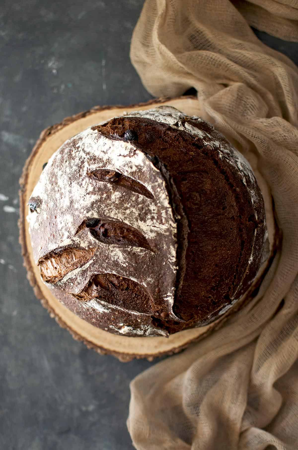 Top view of a chocolate bread