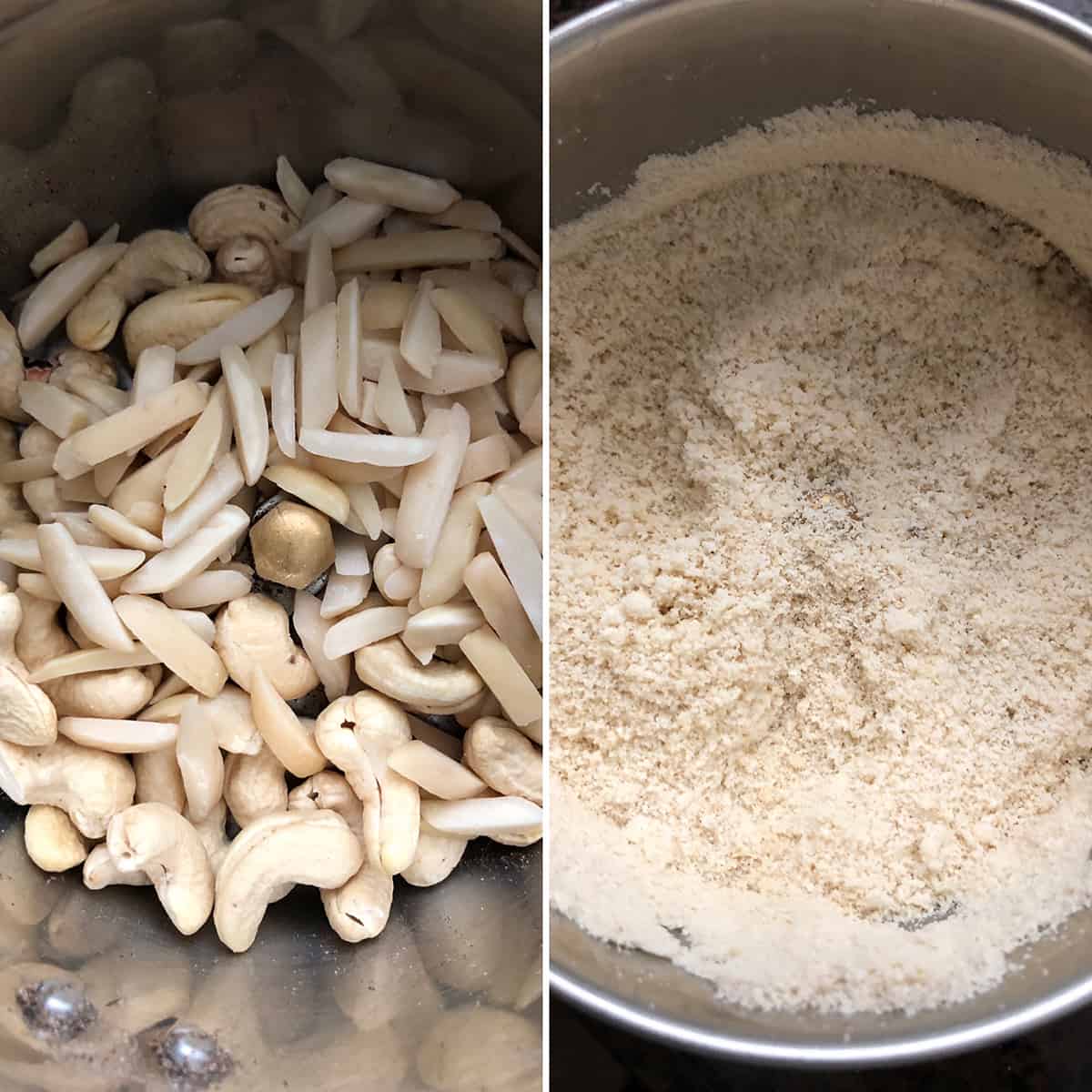 Cashews and almonds ground to a fine powder