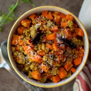 Bowl with carrot patoli.