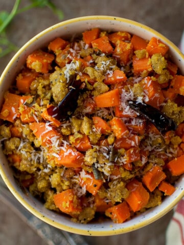 Bowl with carrot patoli.