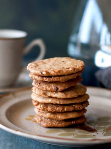 Light brown plate with a stack of nippattu