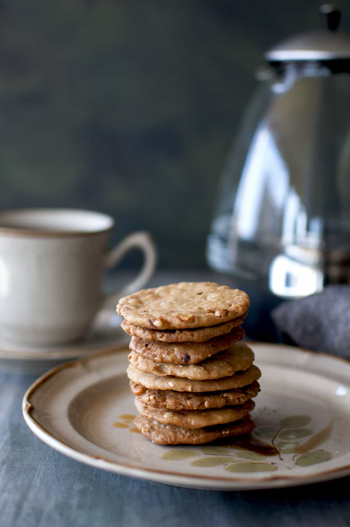 Light brown plate with a stack of nippattu