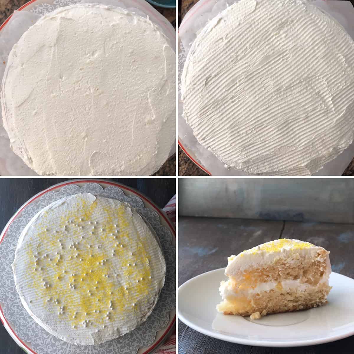 Step by step photos showing the assembling of pineapple pastry