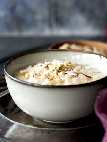 Grey bowl with Sago Kheer