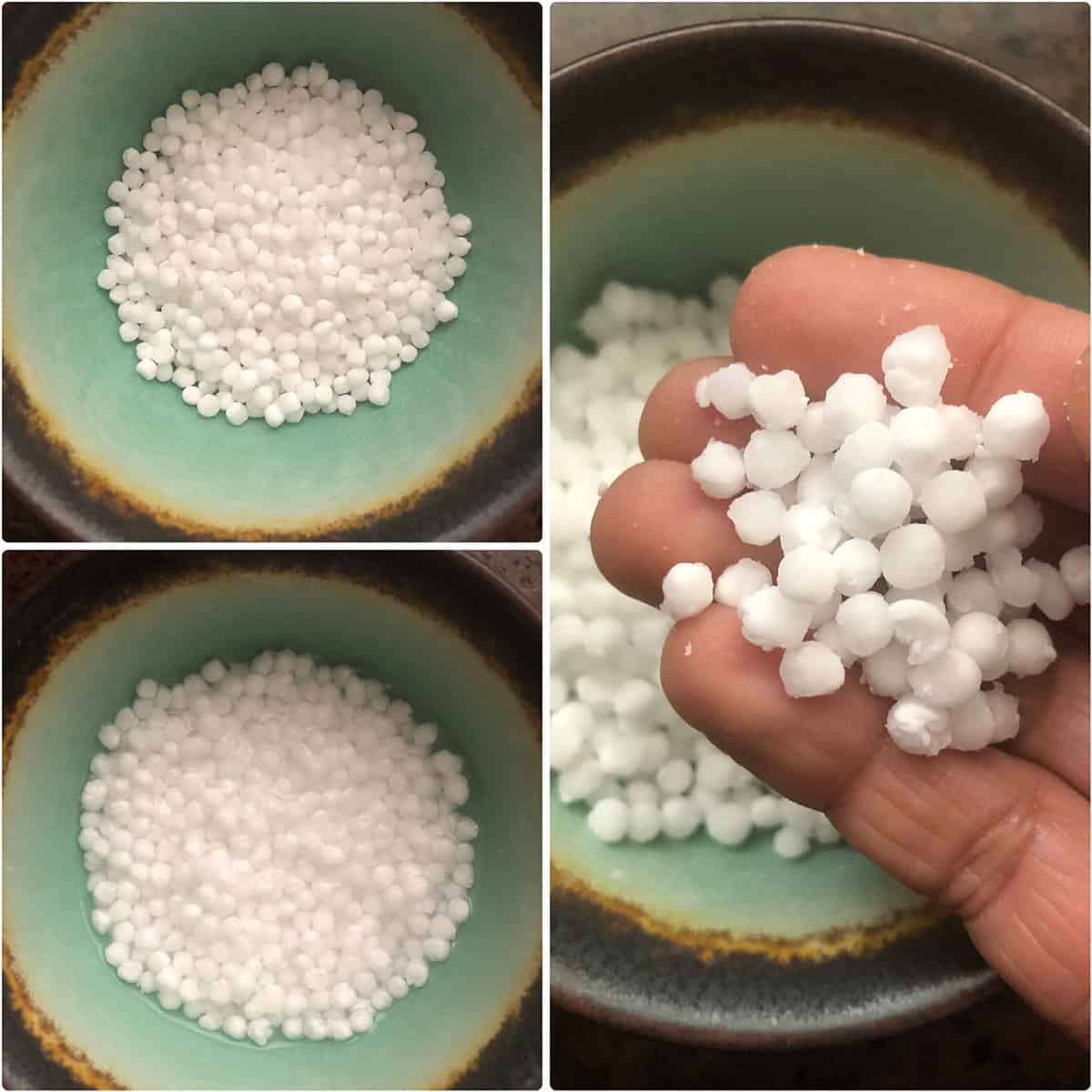 Sago pearls soaked in water until plump