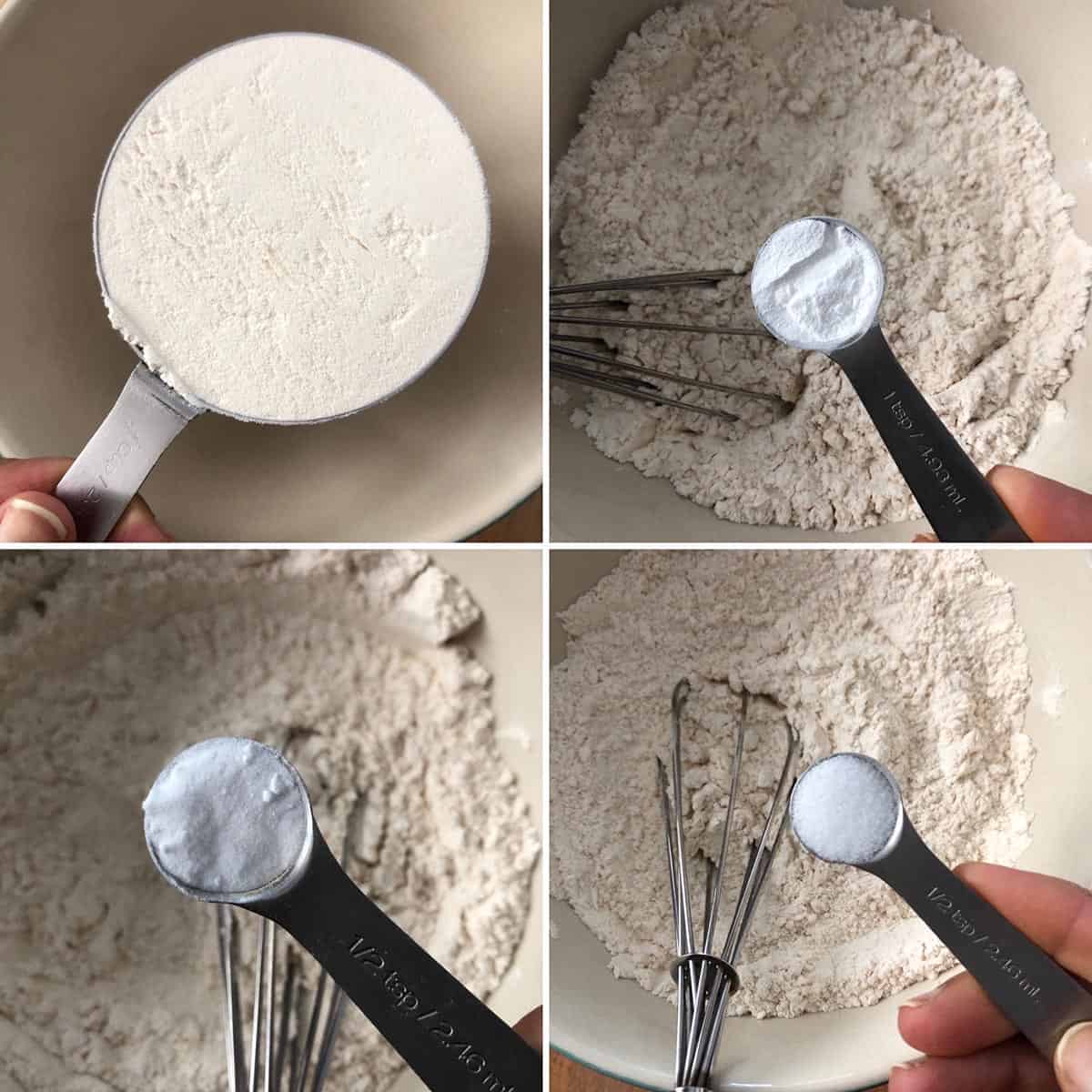 Mixing dry ingredients in a mixing bowl