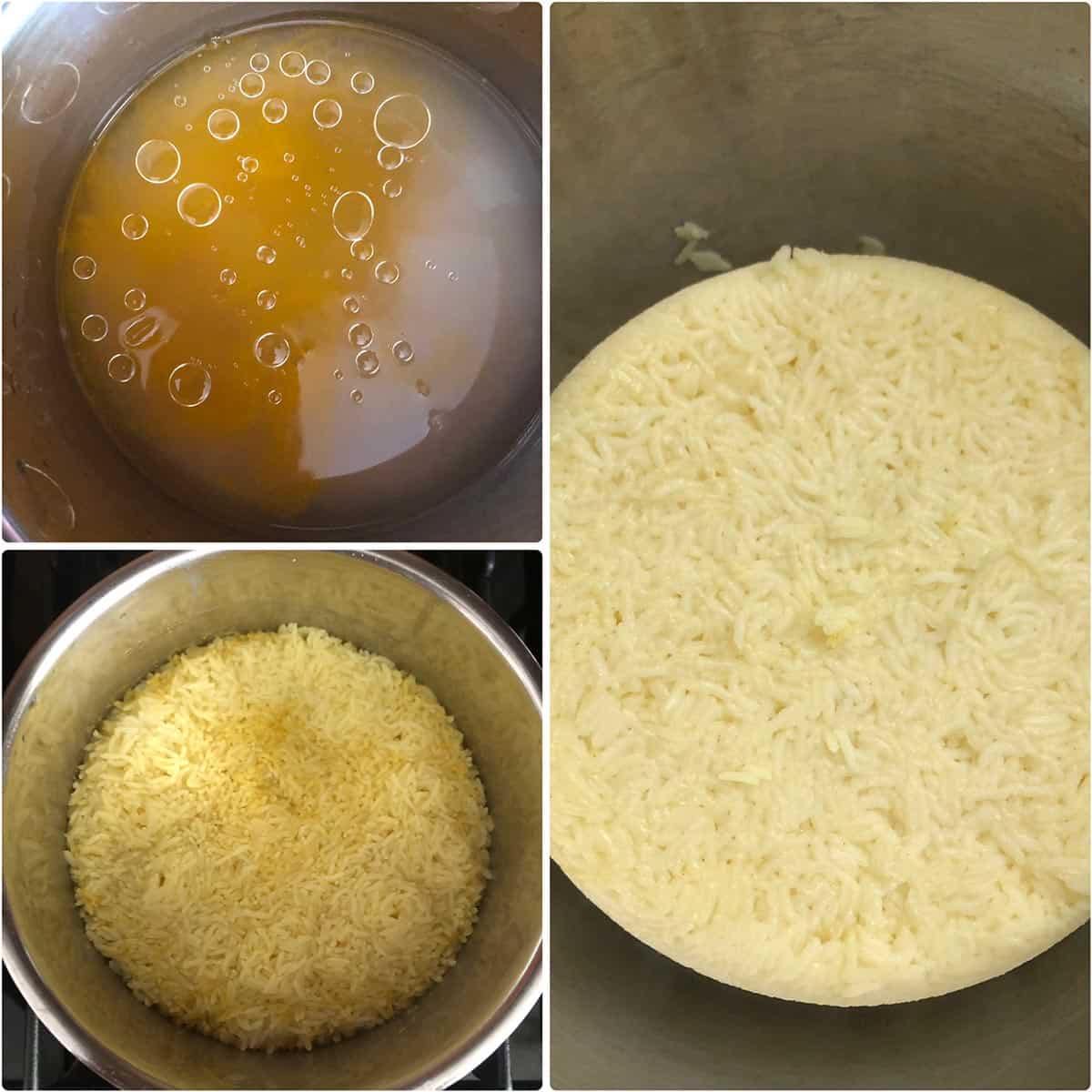 Step by step photos of making of rice in instant pot