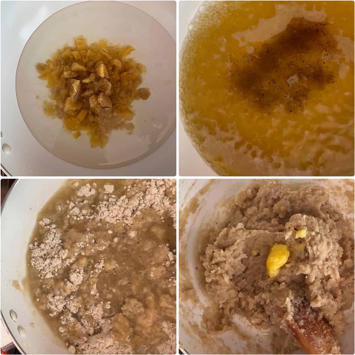 Melting jaggery in water and adding sorghum flour