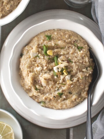 White bowl with Veg Haleem