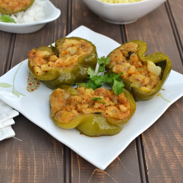 Indian style Stuffed Peppers with Potato Curry Recipe cookshideout