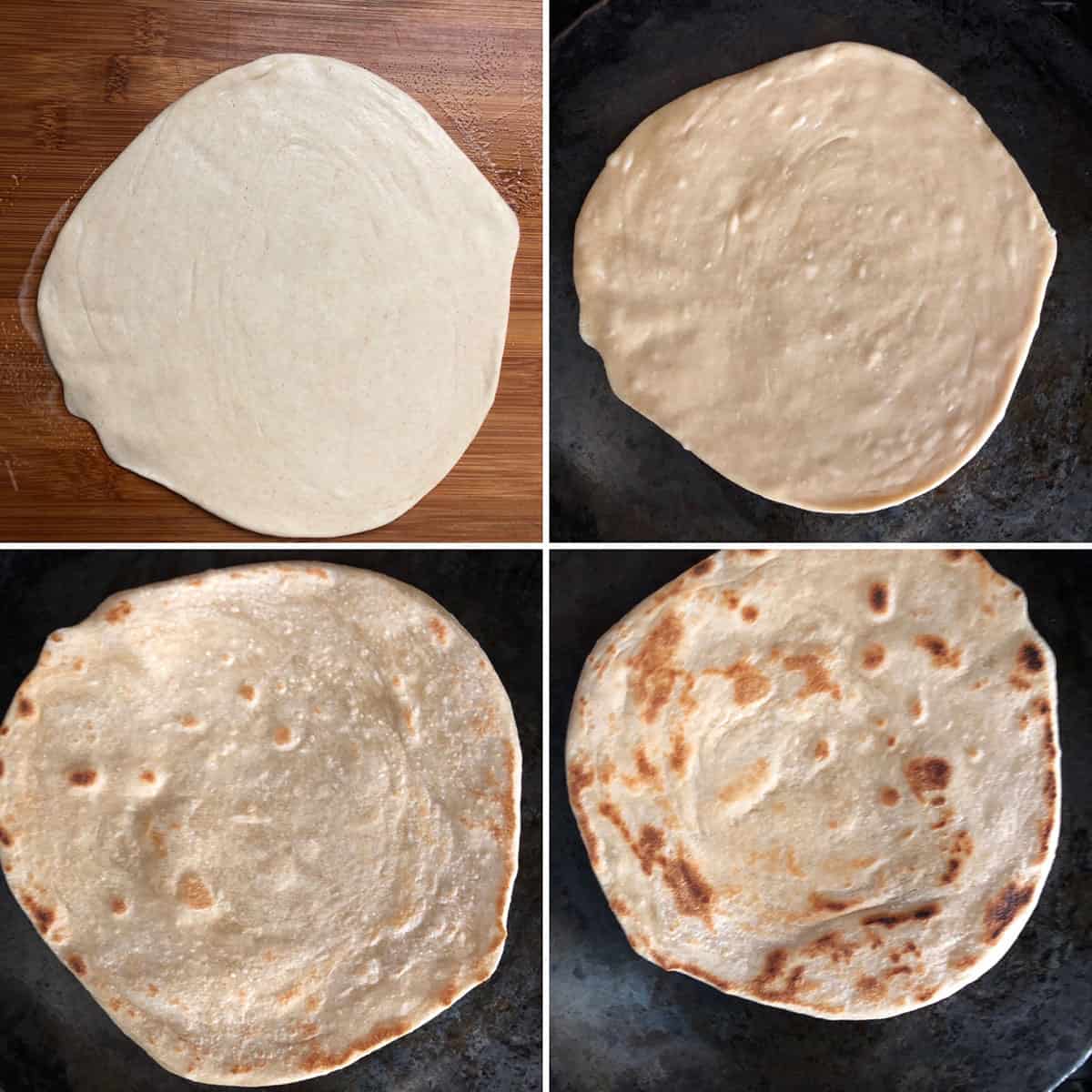 Rolled out parotta cooked on a hot griddle until golden brown on both sides