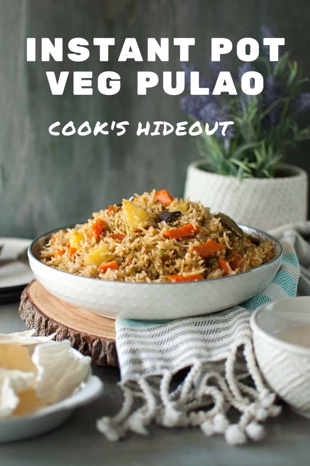 White bowl with Udupi Vegetable Pulao