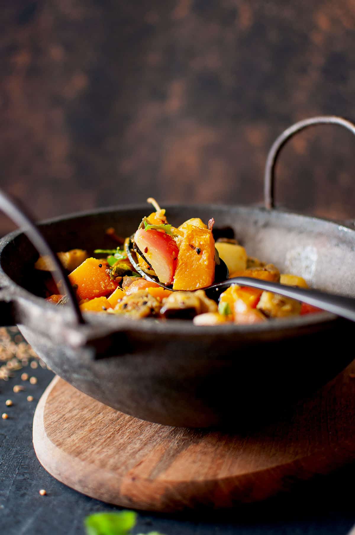Wok with mix vegetable curry.