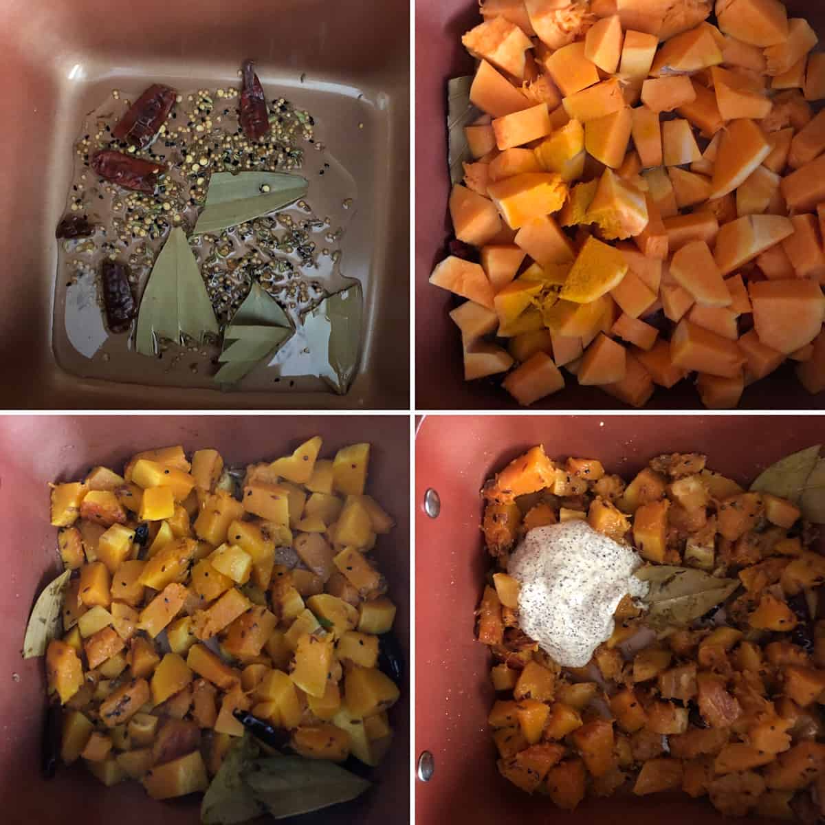 Making the pumpkin curry