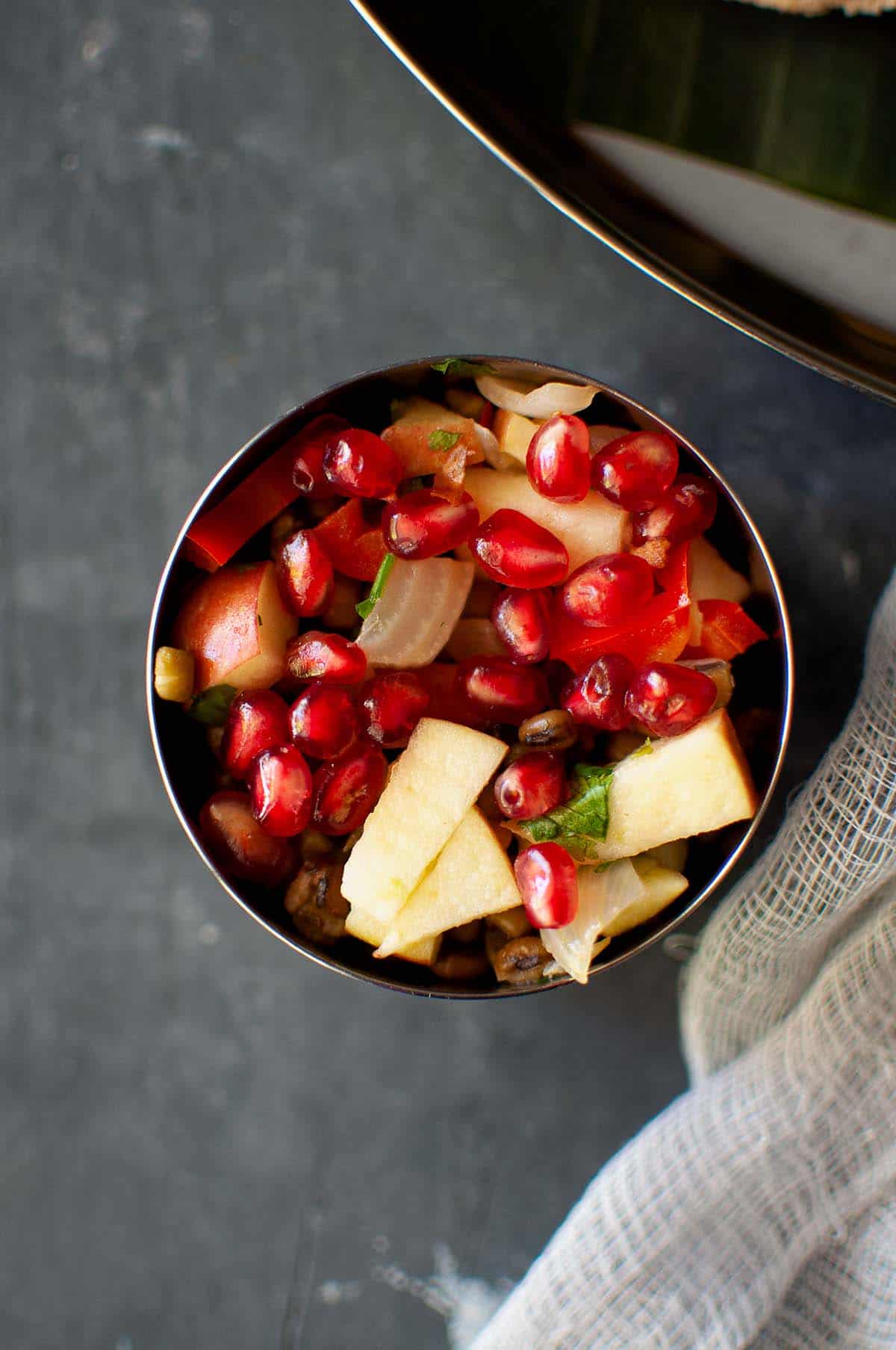 Steel bowl with Sprouts Salad