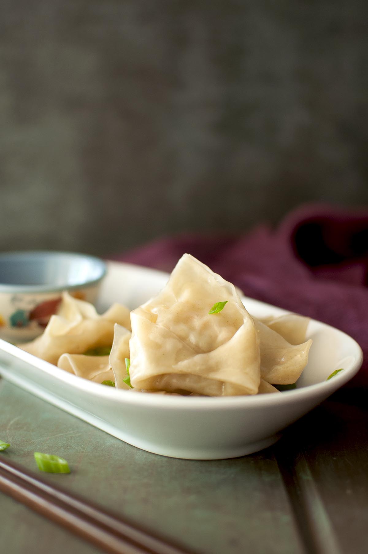 White bowl with veg momos