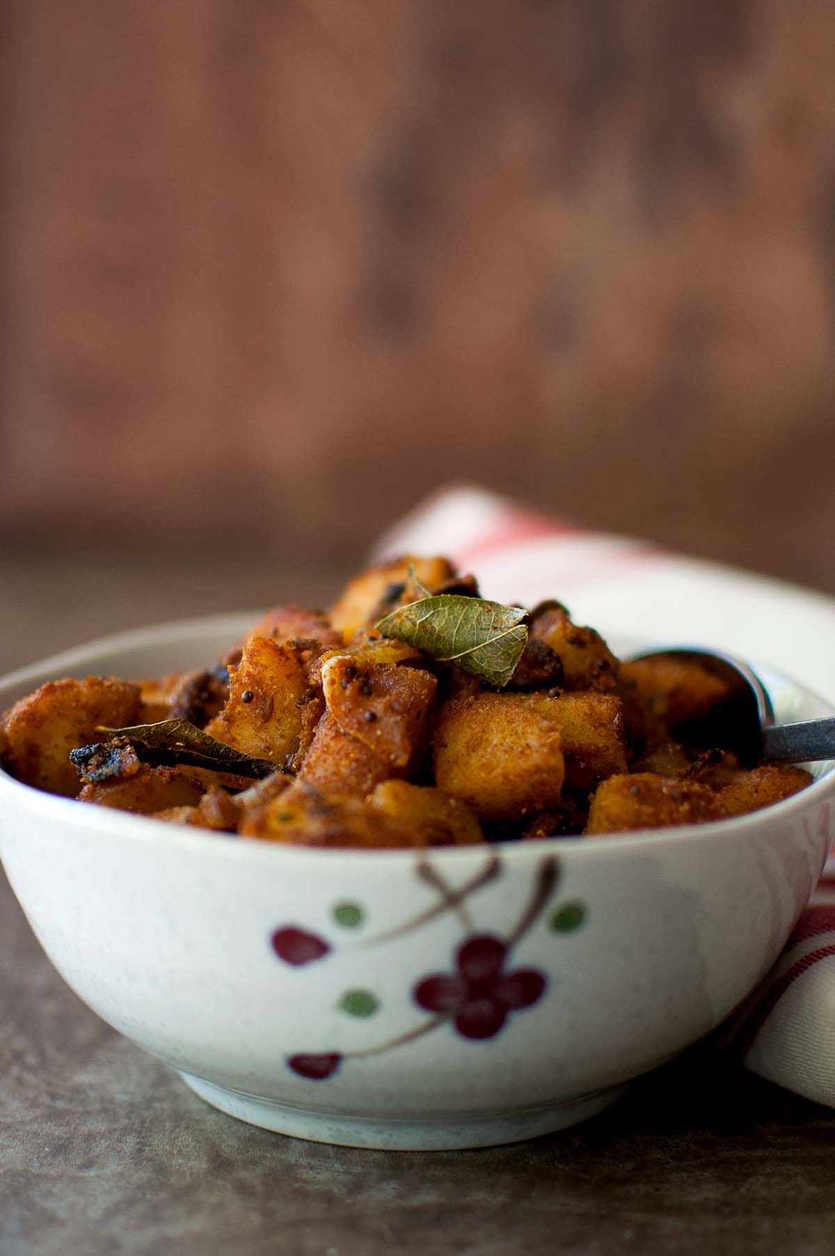 White bowl with alugadda fry