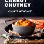 Grey bowl with spicy carrot onion chutney