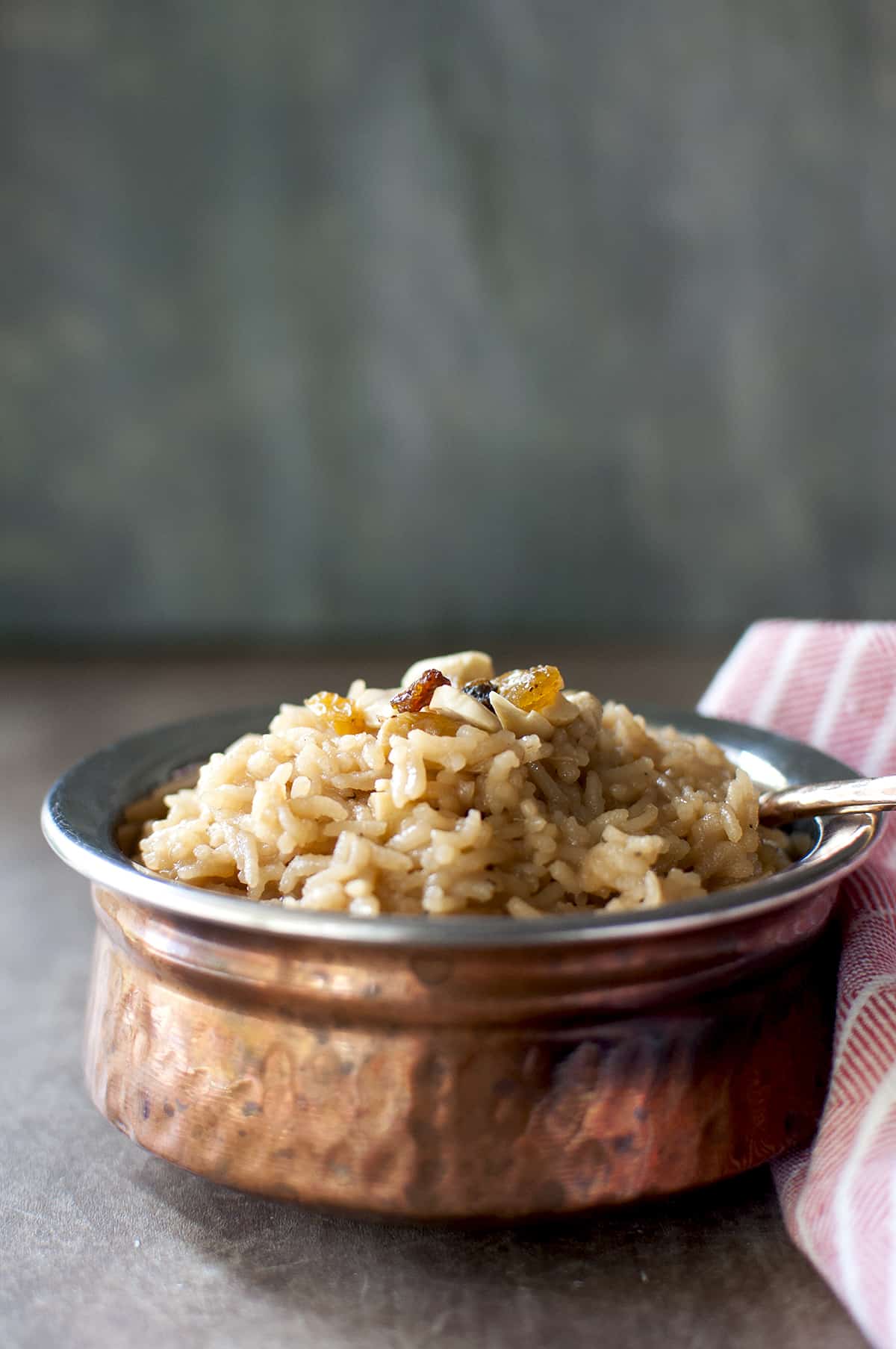 Copper bowl with sweet rice