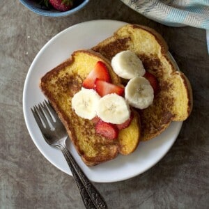 white plate with eggless french toast