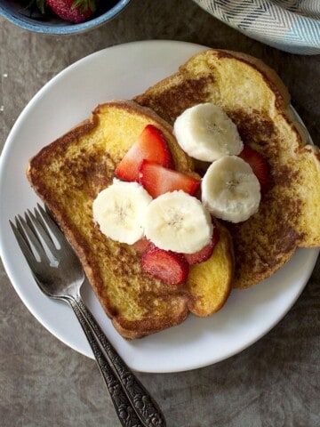 white plate with eggless french toast