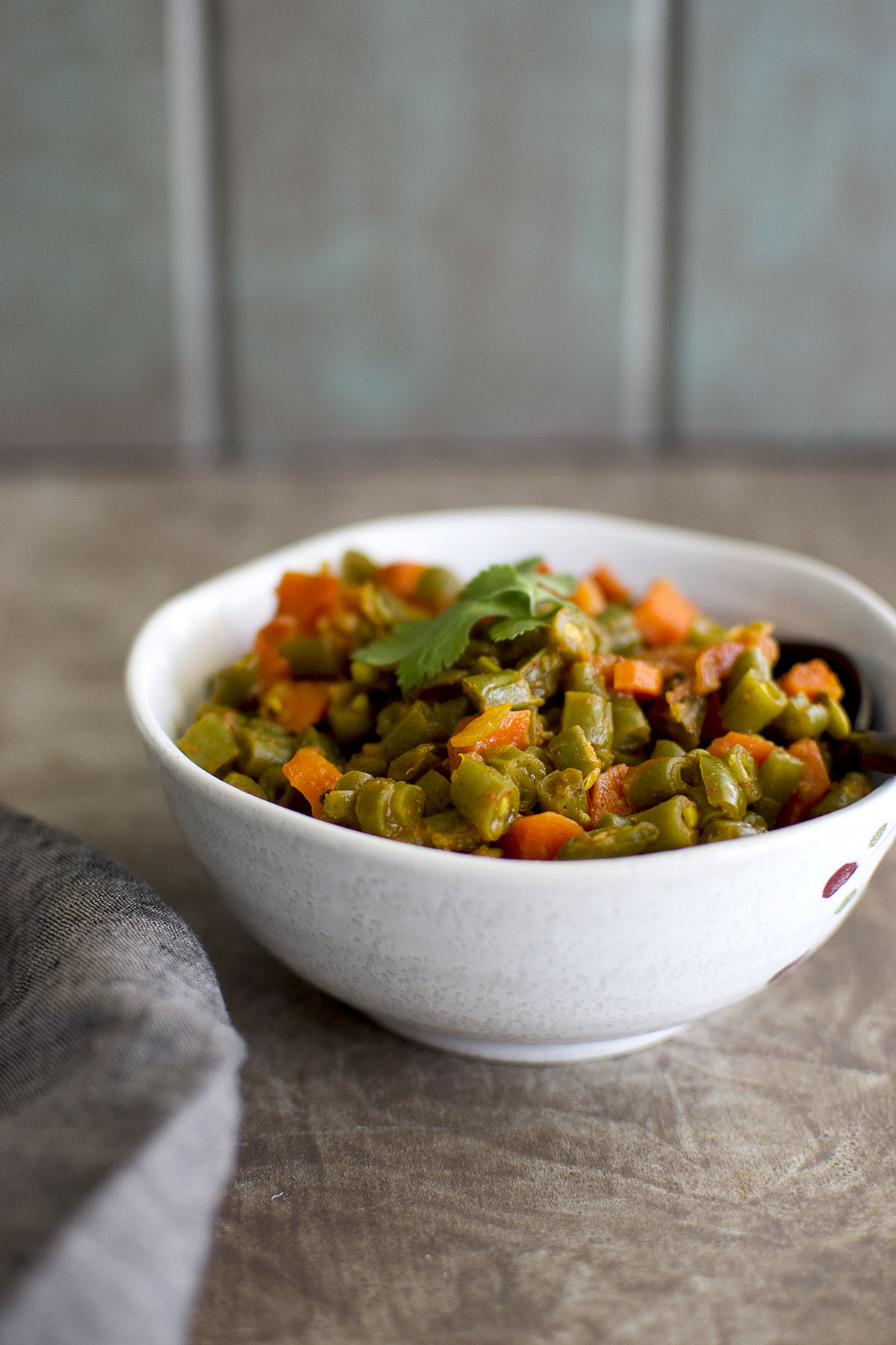 White bowl with Nepali Vegetable Curry