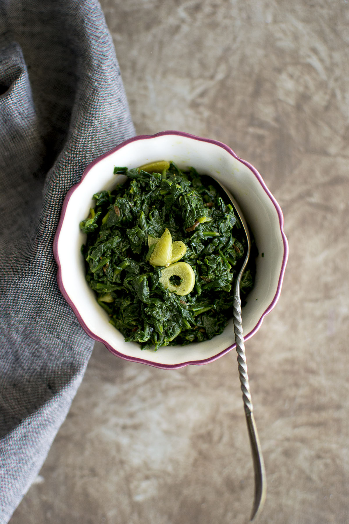 Bowl with sauteed greens