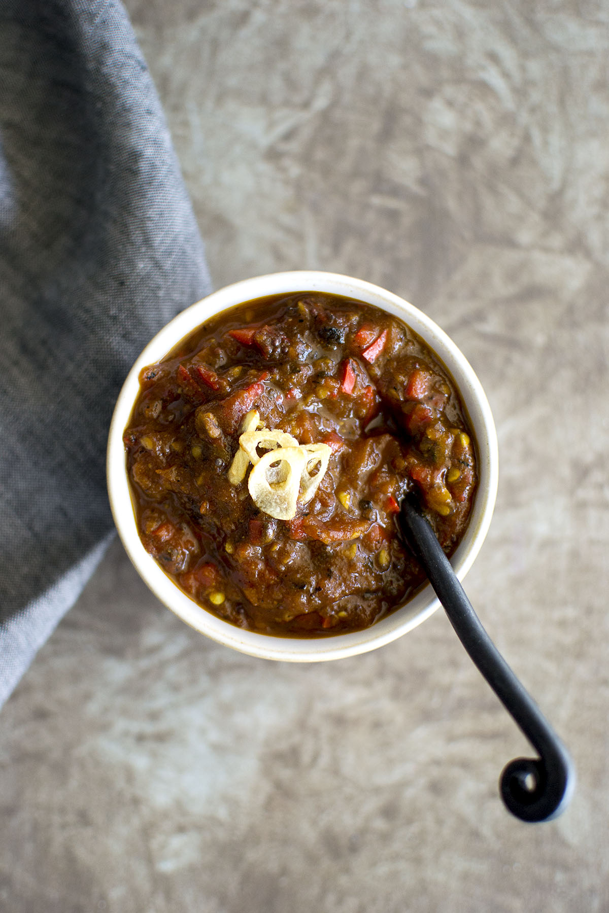 Bowl with tomato-chili chutney