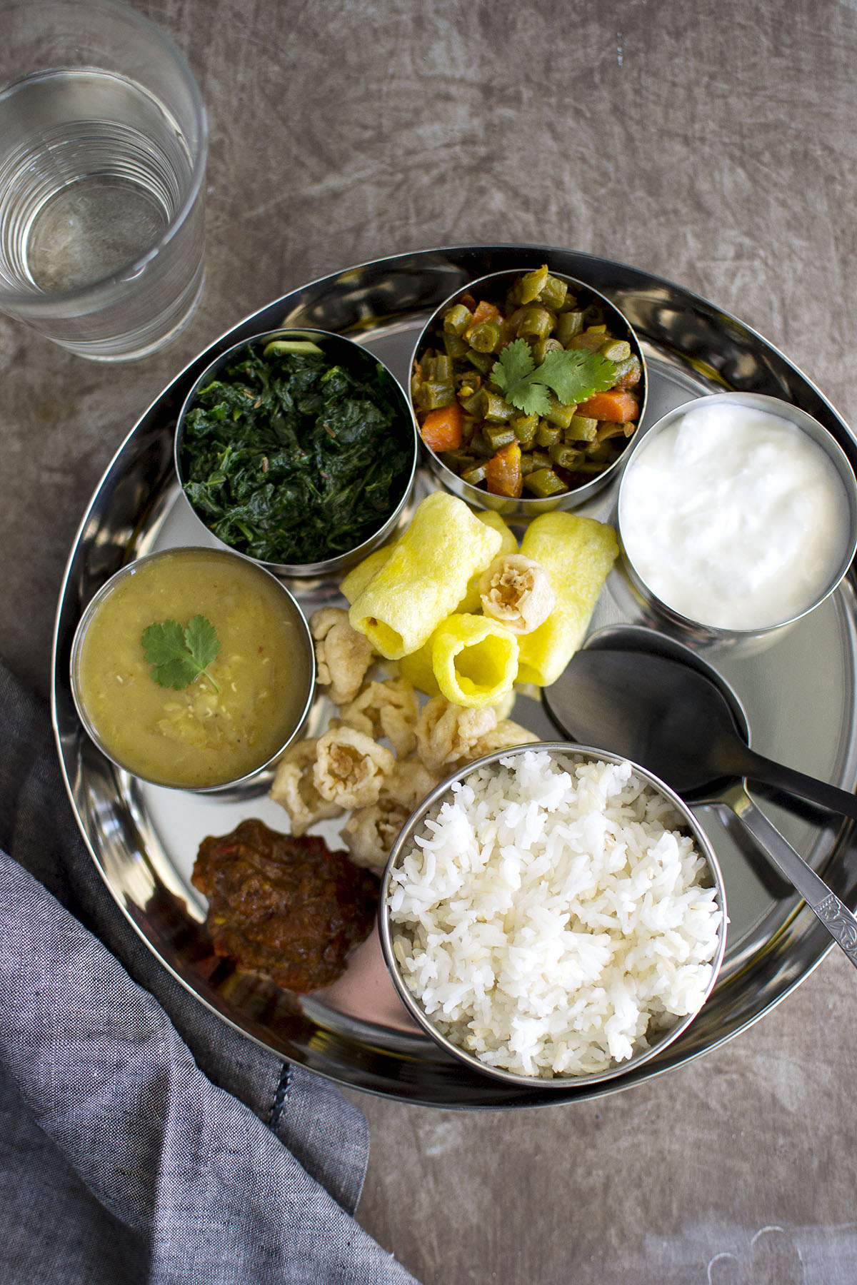 Nepali Thali with vegetarian dishes