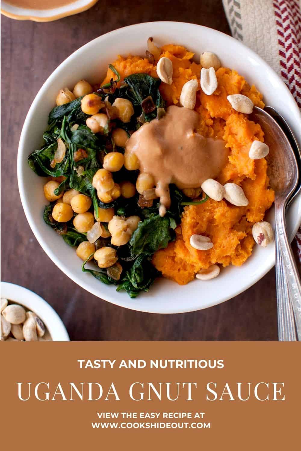 Ugandan Peanut sauce over sweet potato bowl